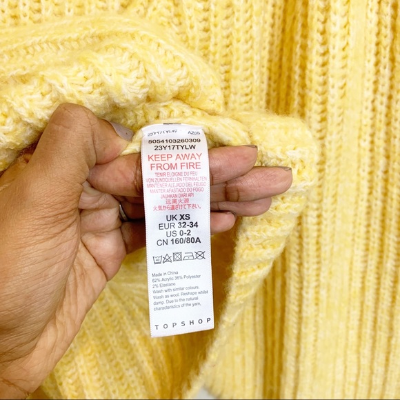 TopShop Yellow Balloon Sleeve Sweater Size Small - Picture 3 of 6